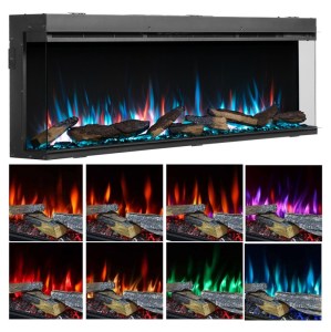 Ηλεκτρική εστία τζάκι 3 όψεων με ρεαλιστικά ξύλα κούτσουρα κάρβουνα στάχτη για εντοιχισμό-Richen-3D Insert 153-